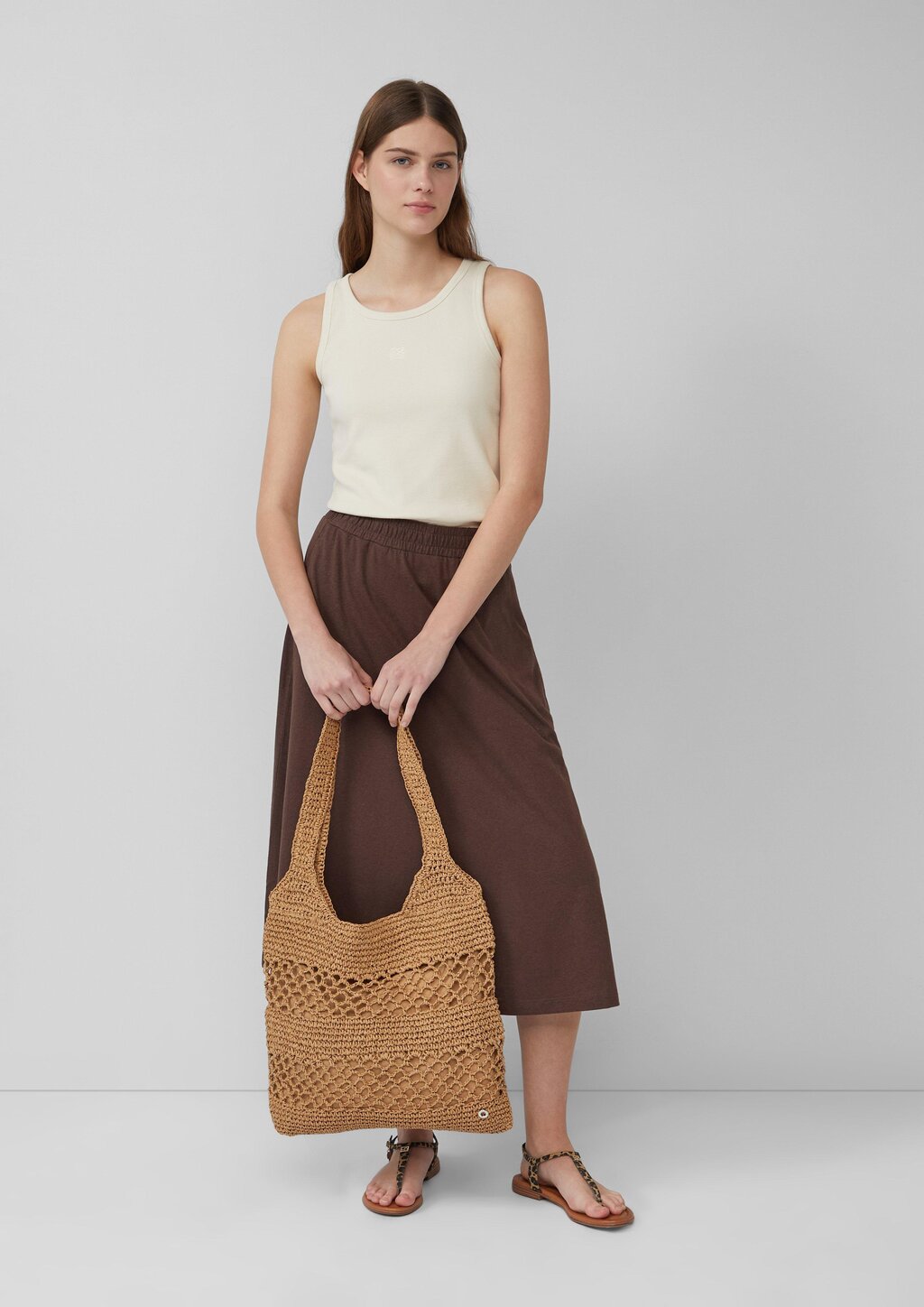 Jersey-Midirock mit Eingrifftaschen