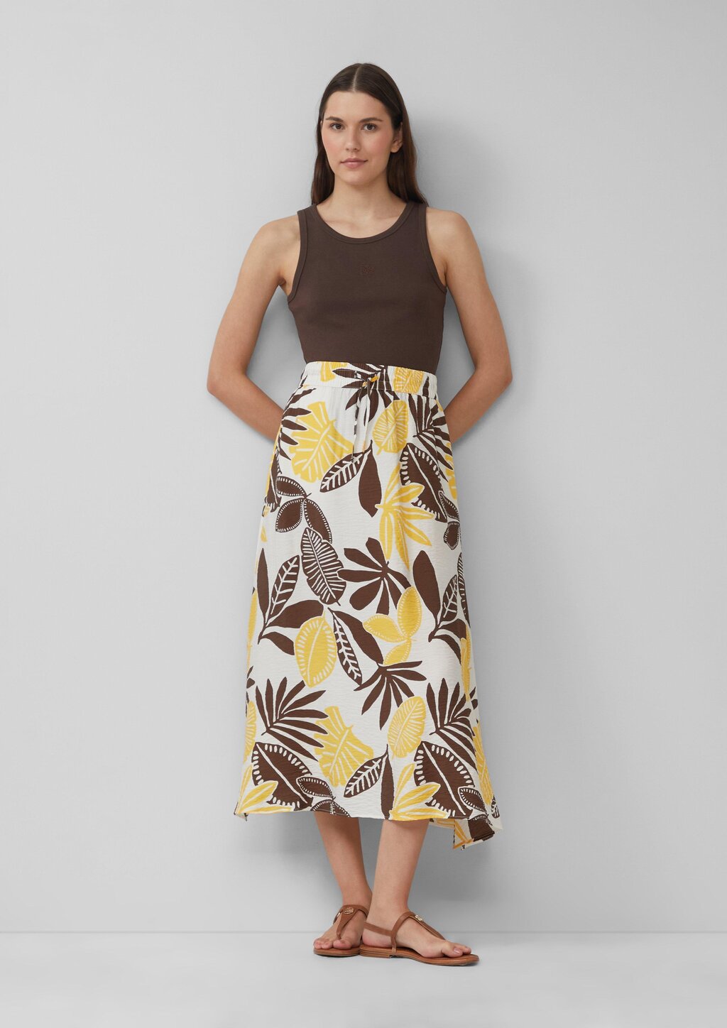 Strukturierter Midirock aus Viskosemix