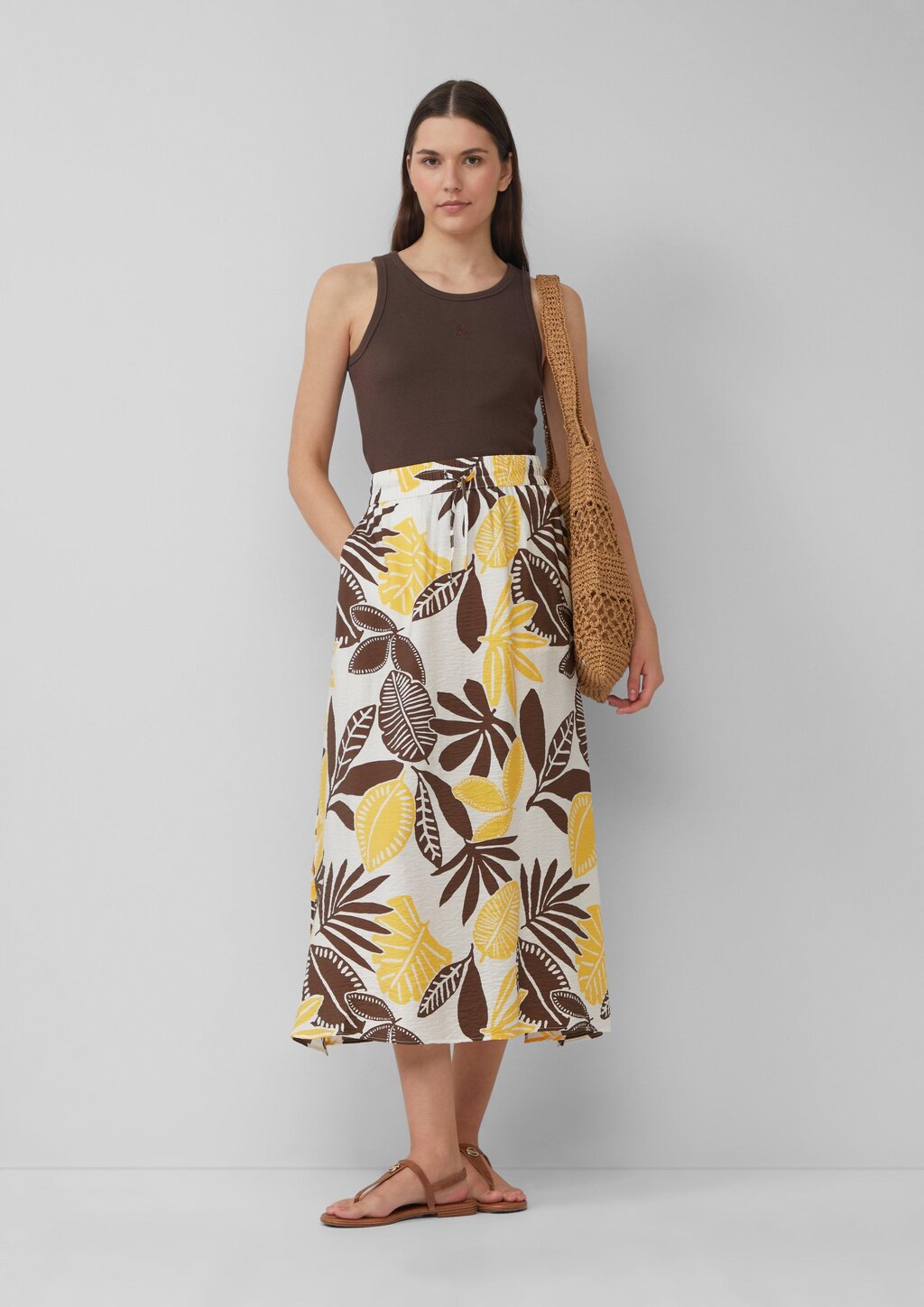 Strukturierter Midirock aus Viskosemix