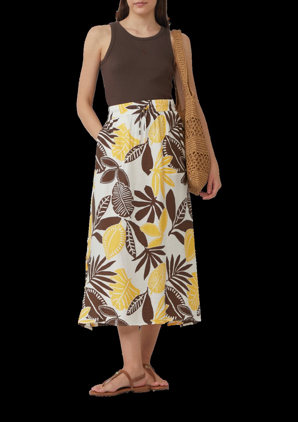 Strukturierter Midirock aus Viskosemix