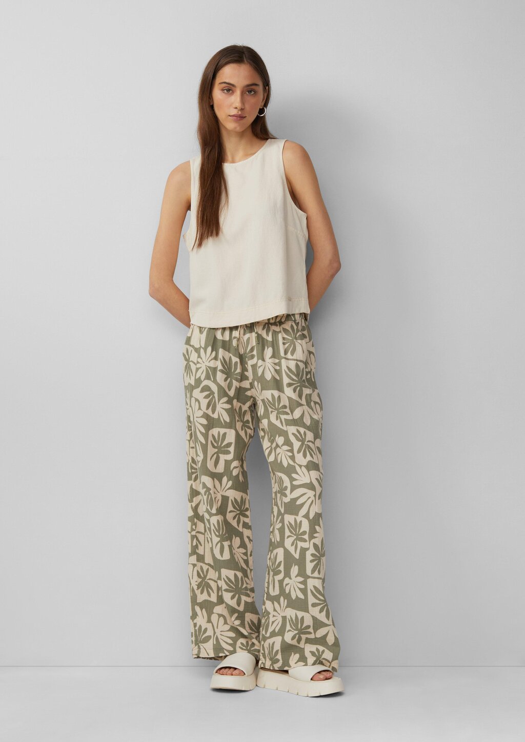 Wide-Leg-Hose aus Musselin