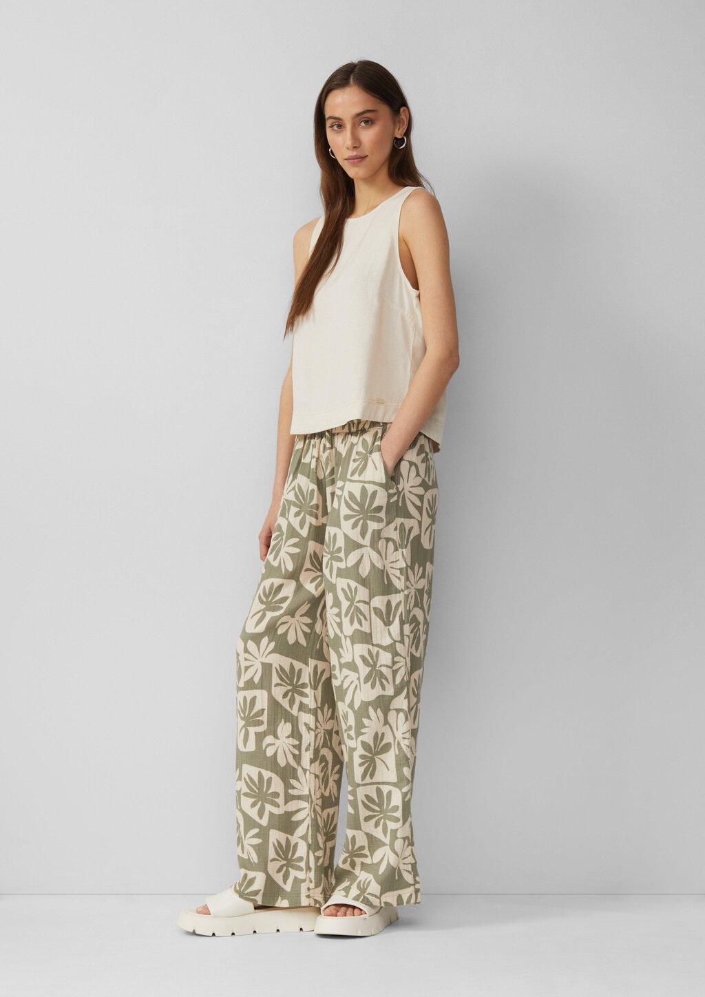 Wide-Leg-Hose aus Musselin