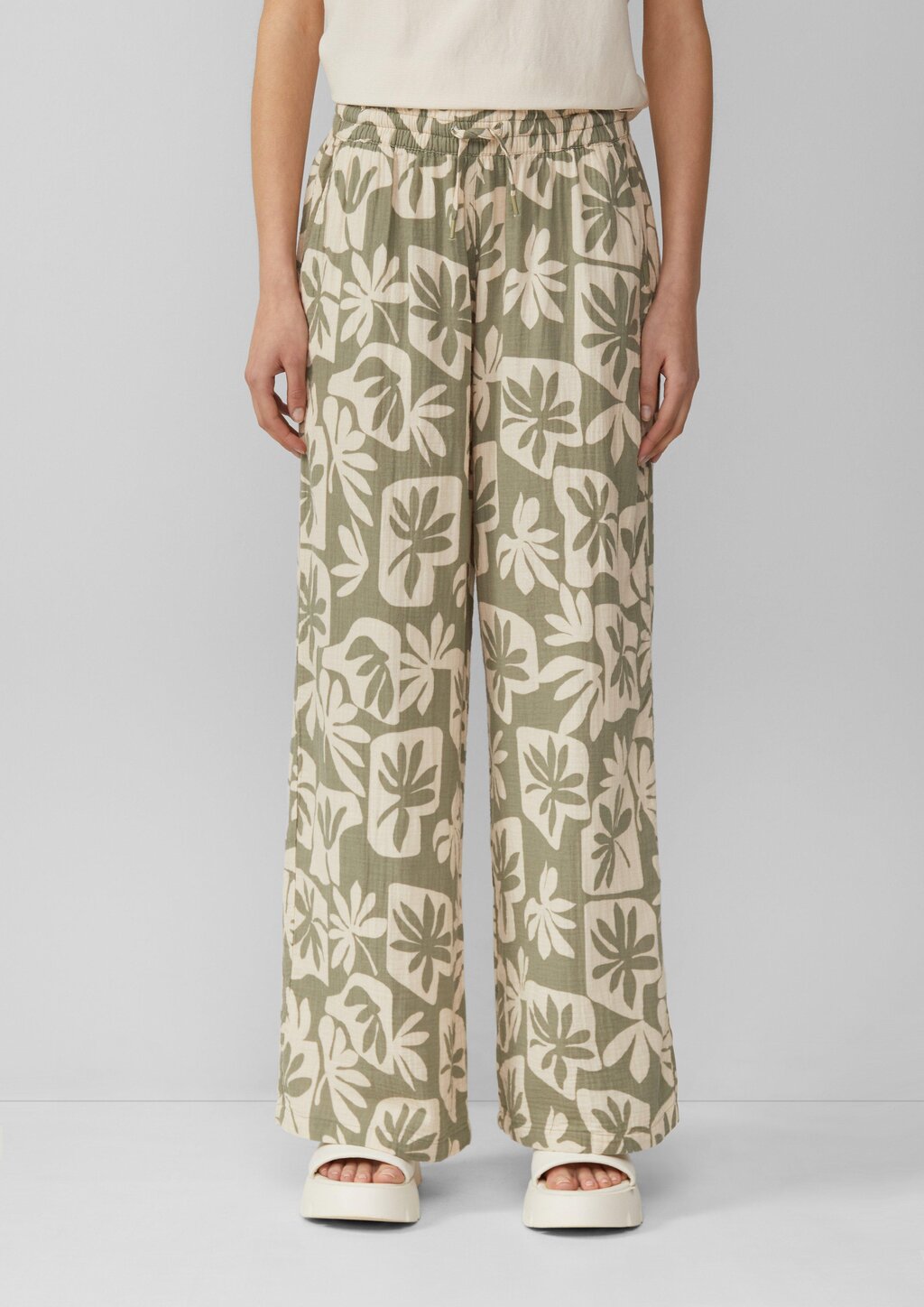 Wide-Leg-Hose aus Musselin