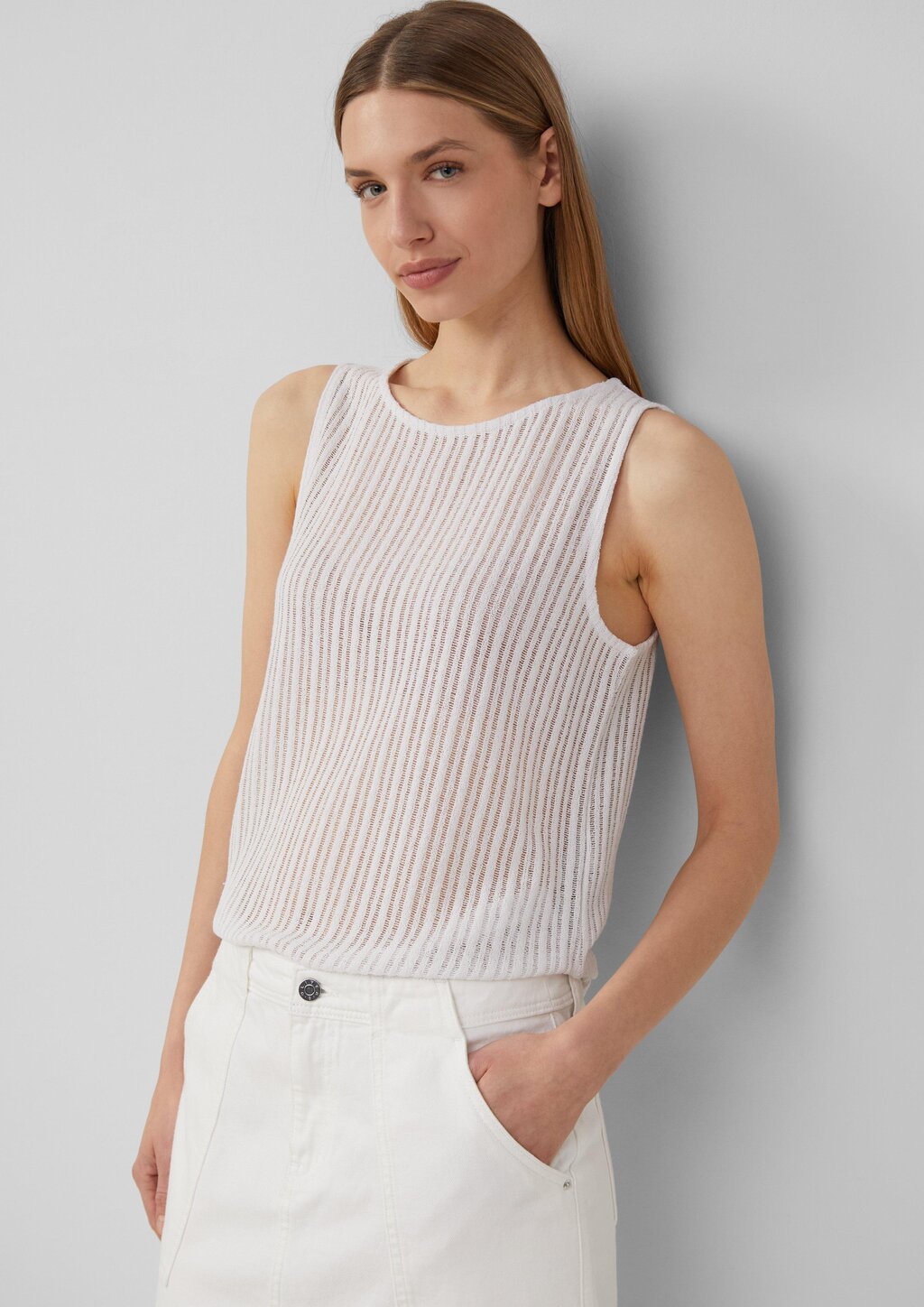 Transparentes Jersey-Top mit Rundhalsausschnitt