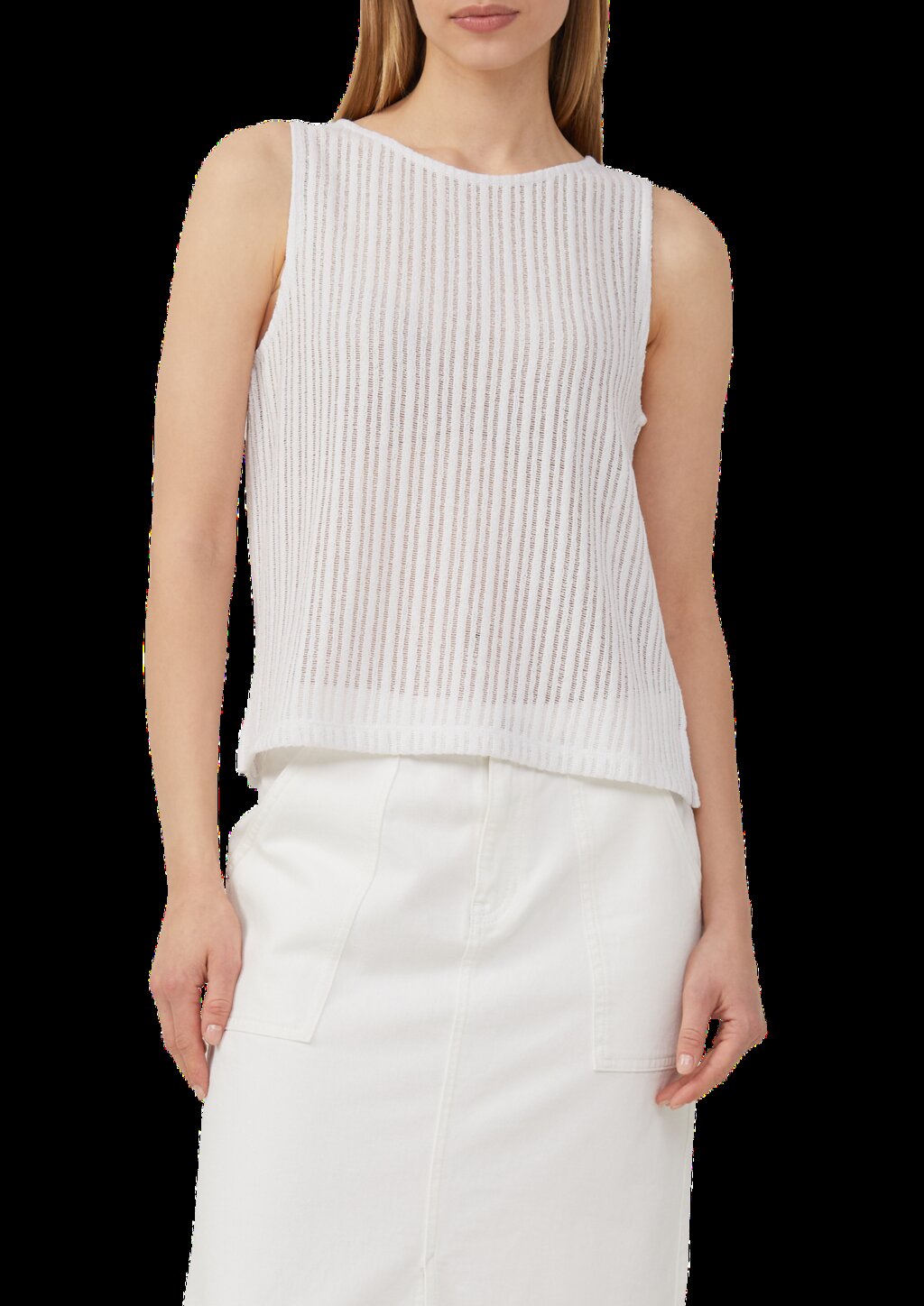 Transparentes Jersey-Top mit Rundhalsausschnitt