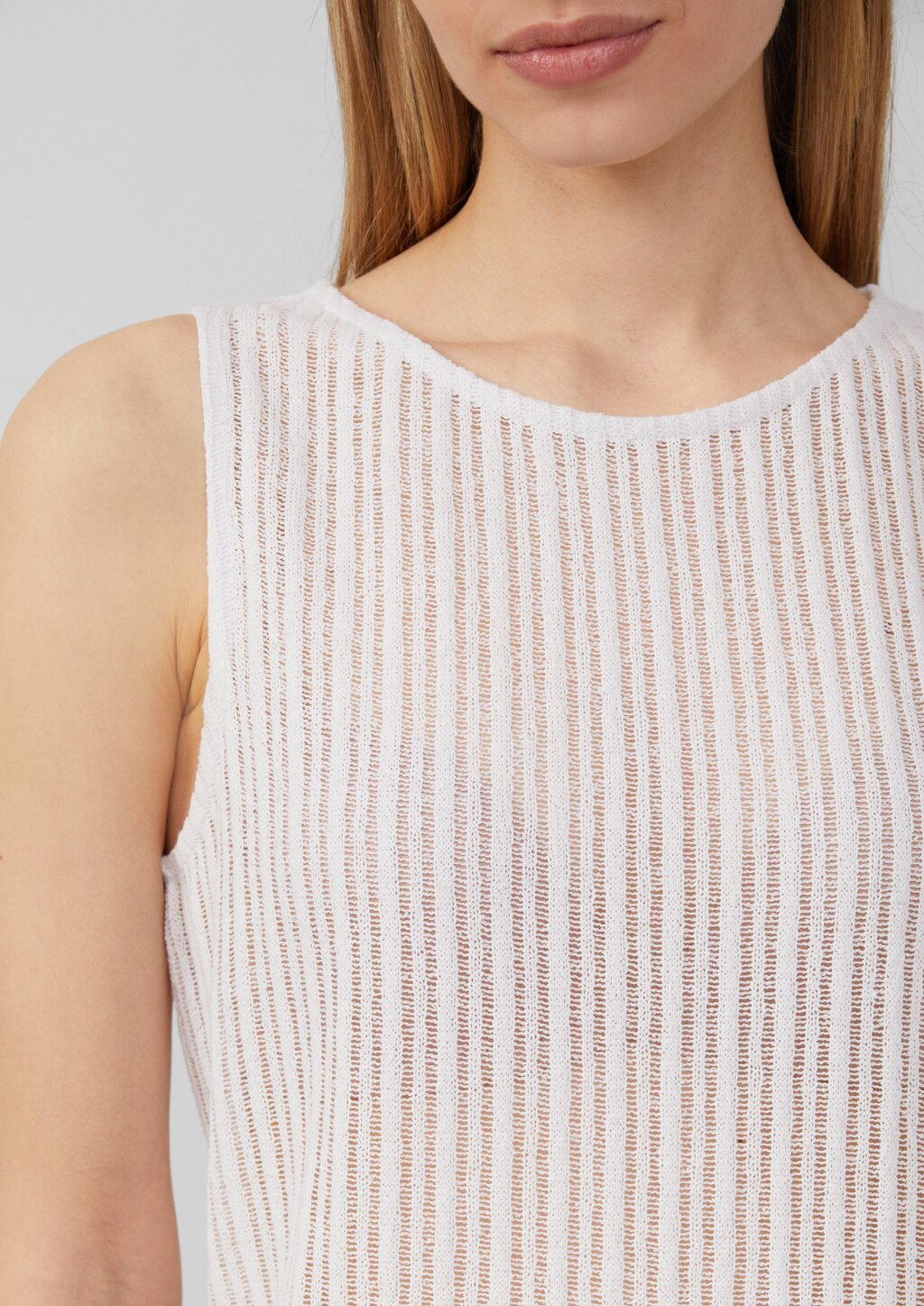 Transparentes Jersey-Top mit Rundhalsausschnitt