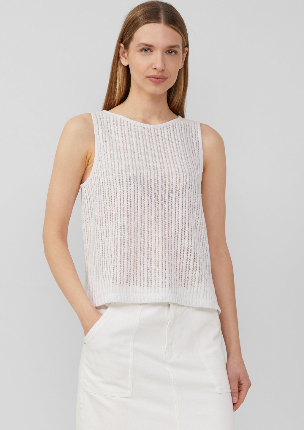 Transparentes Jersey-Top mit Rundhalsausschnitt