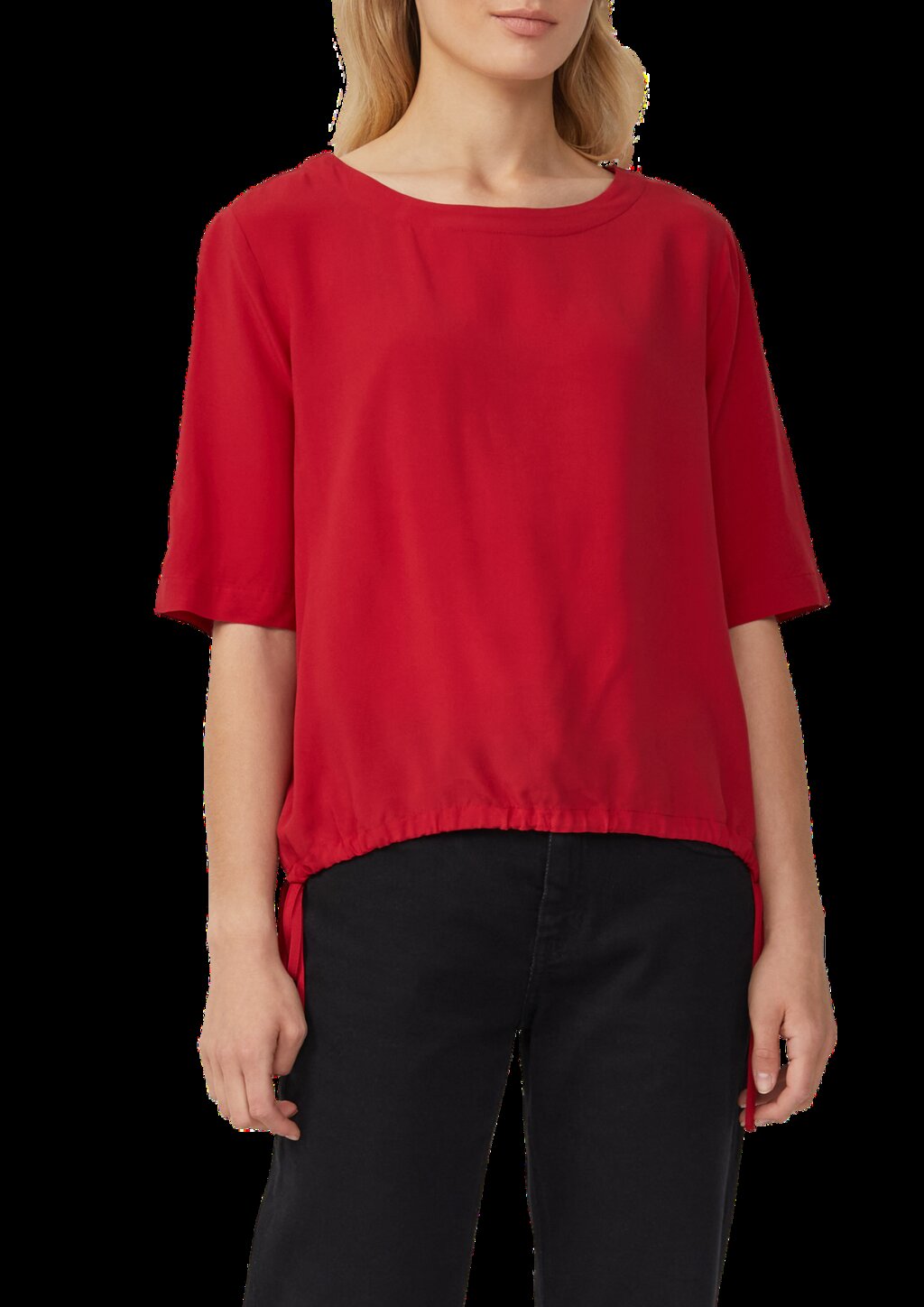 Gemusterte Shirt-Bluse mit verstellbarem Saum