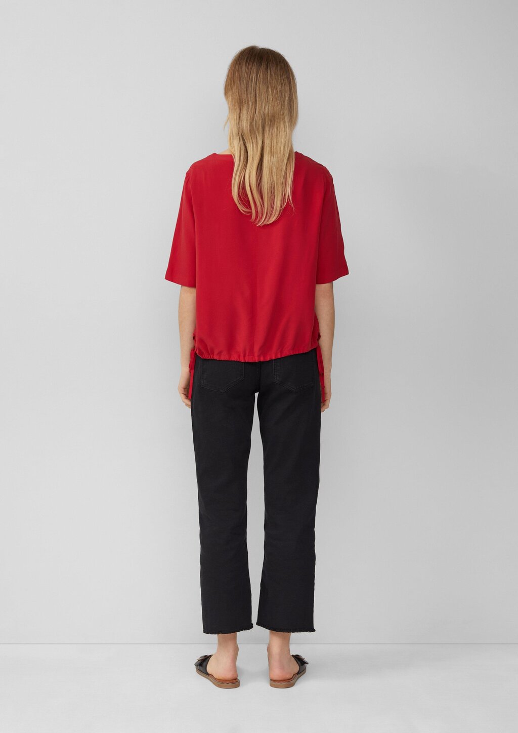 Gemusterte Shirt-Bluse mit verstellbarem Saum