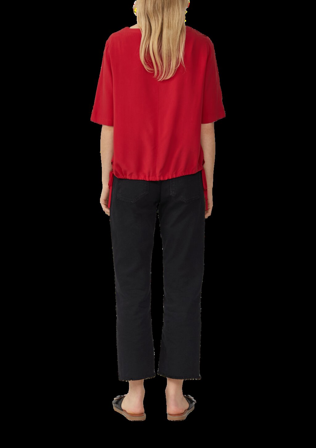 Gemusterte Shirt-Bluse mit verstellbarem Saum