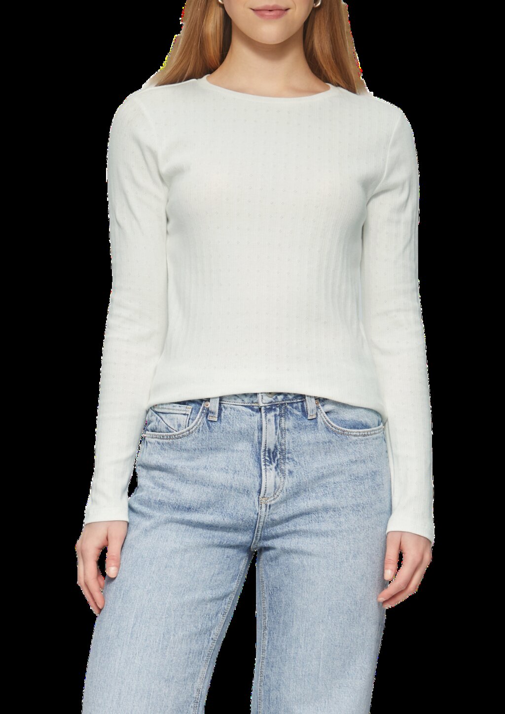 Slim Fit Langarmshirt mit Ajourmuster