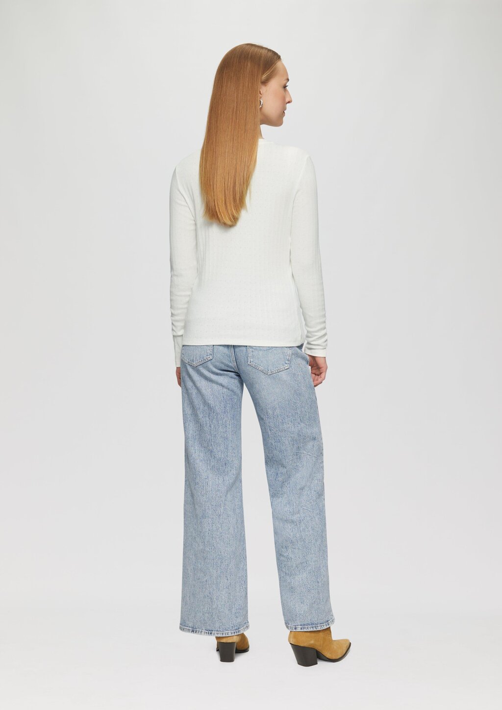 Slim Fit Langarmshirt mit Ajourmuster