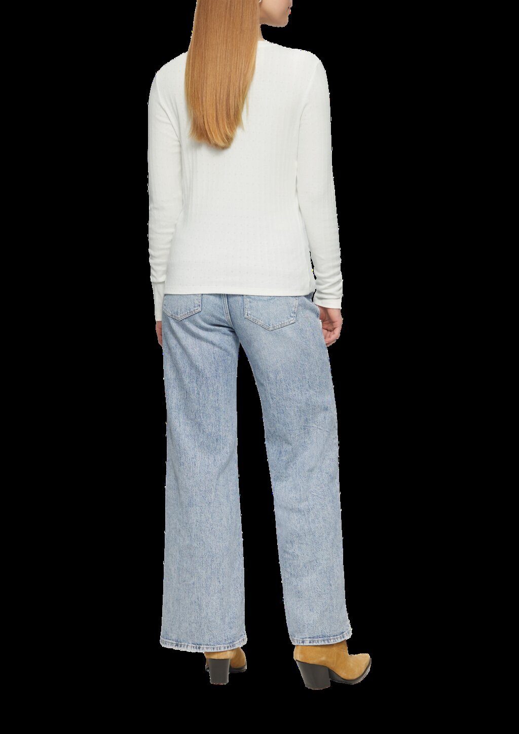 Slim Fit Langarmshirt mit Ajourmuster