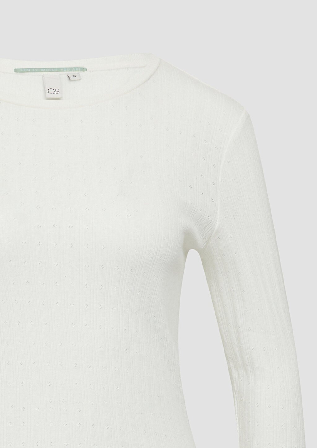 Slim Fit Langarmshirt mit Ajourmuster