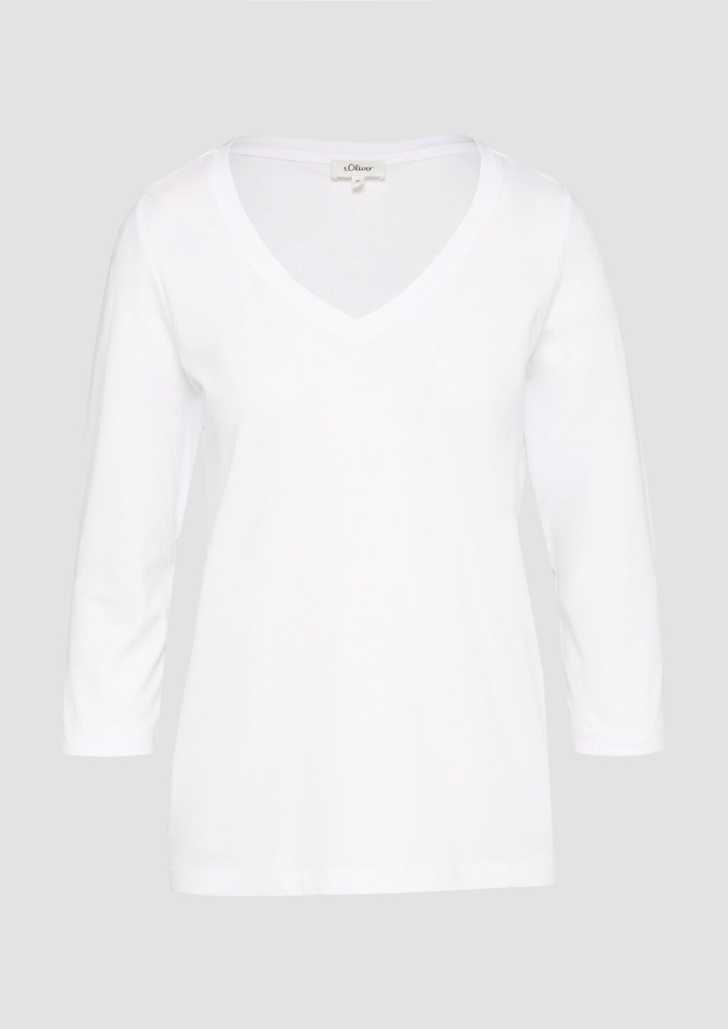 Jerseyshirt mit V-Ausschnitt und 3/4-Ärmeln