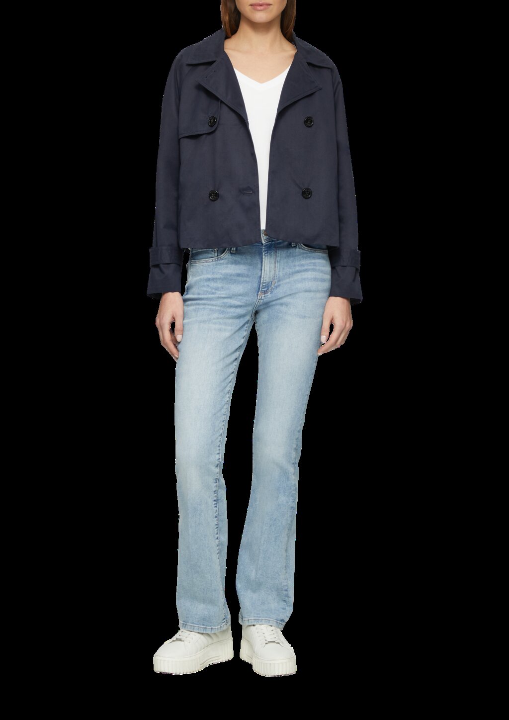 Jerseyshirt mit V-Ausschnitt und 3/4-Ärmeln