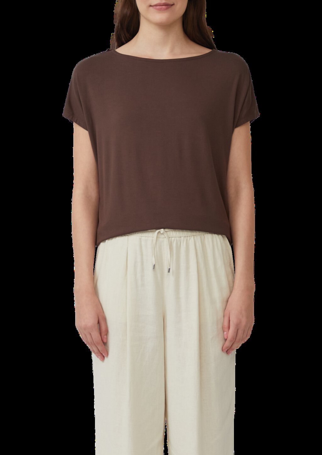 Fließendes Jersey-Shirt mit überschnittenen Schultern