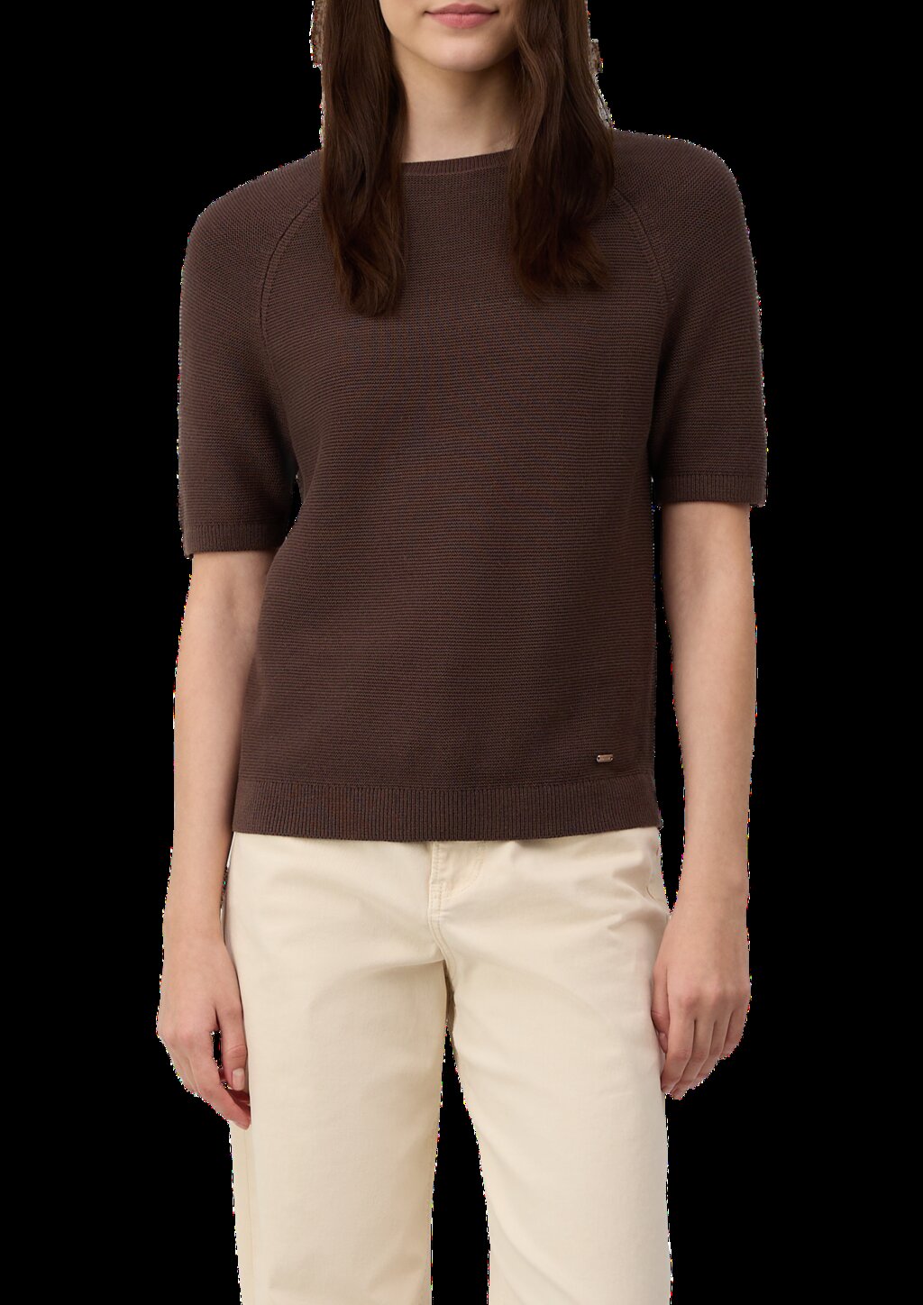 Kurzarm-Strickpullover aus Baumwollmix