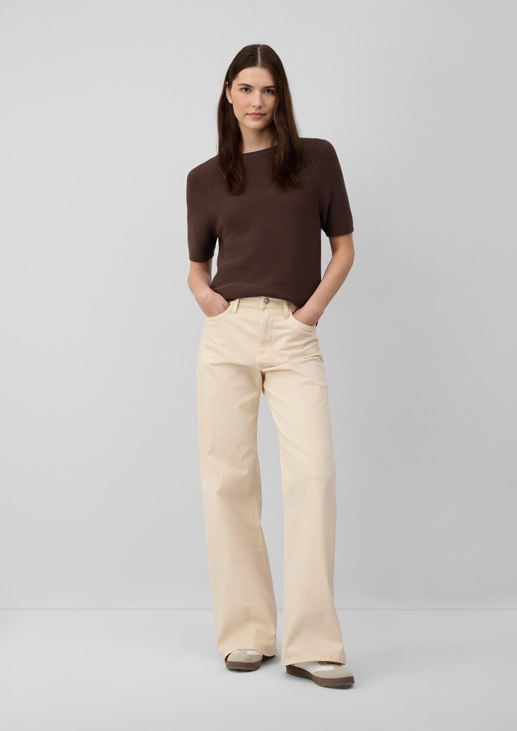 Kurzarm-Strickpullover aus Baumwollmix