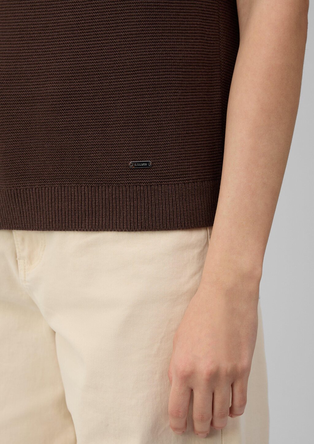 Kurzarm-Strickpullover aus Baumwollmix