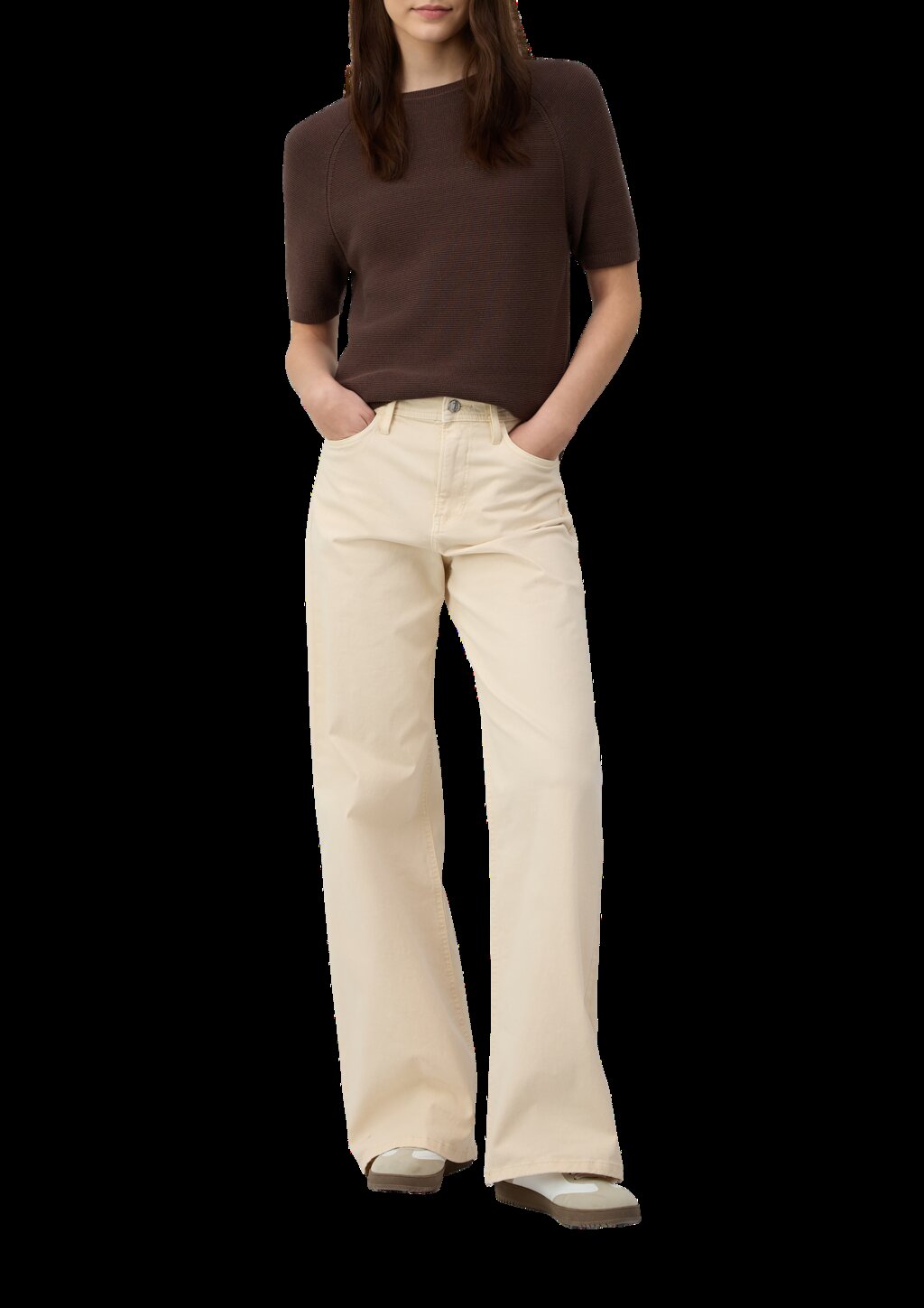 Kurzarm-Strickpullover aus Baumwollmix