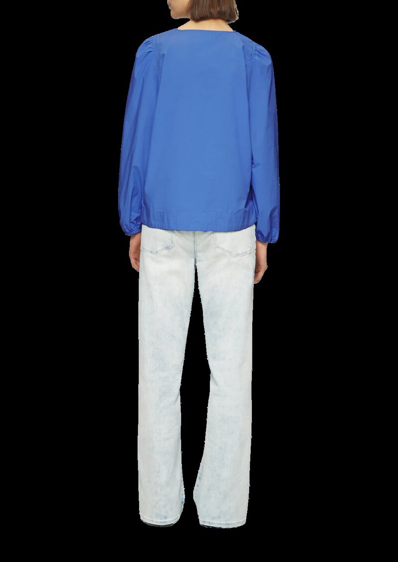 Verspielte Popeline-Bluse mit Schleifen und Puffärmeln