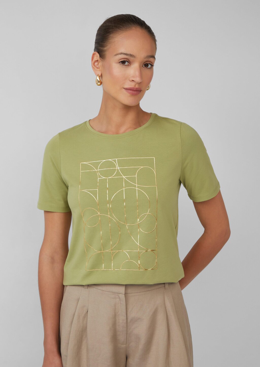 Jersey-T-Shirt mit glänzendem Frontprint