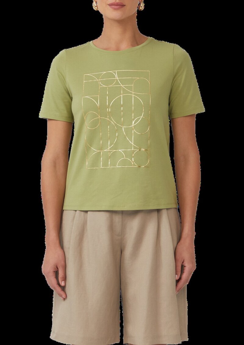 Jersey-T-Shirt mit glänzendem Frontprint