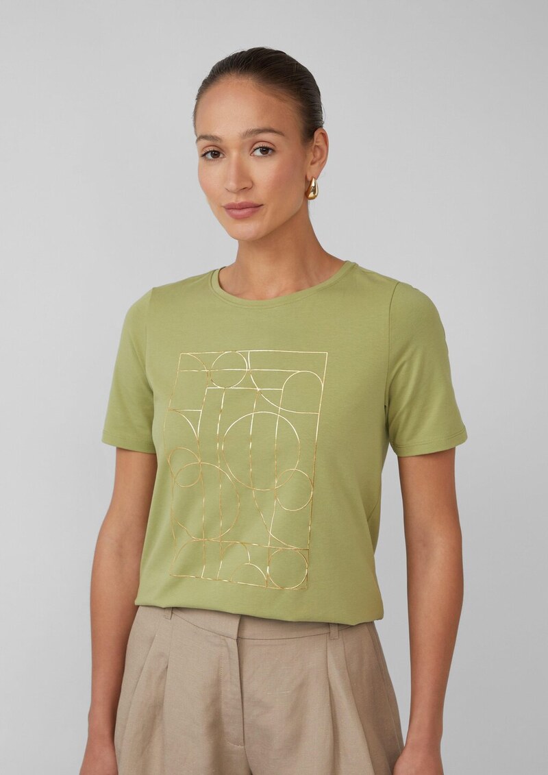 Jersey-T-Shirt mit glänzendem Frontprint