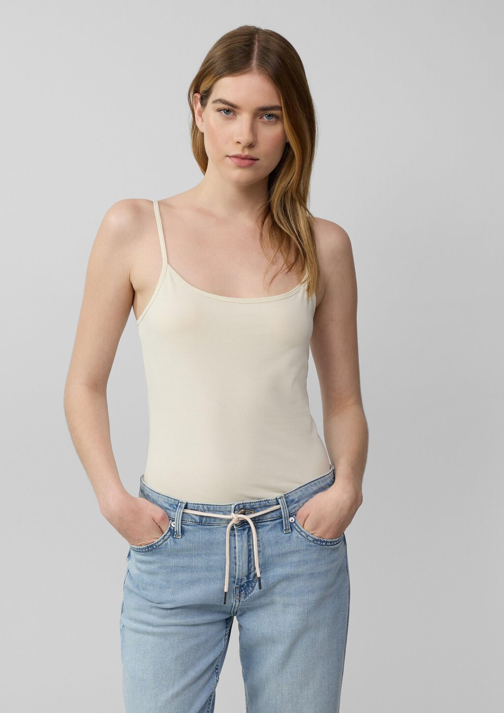 Slim-Fit-Top aus Baumwollmix mit verstellbaren Spaghettiträgern