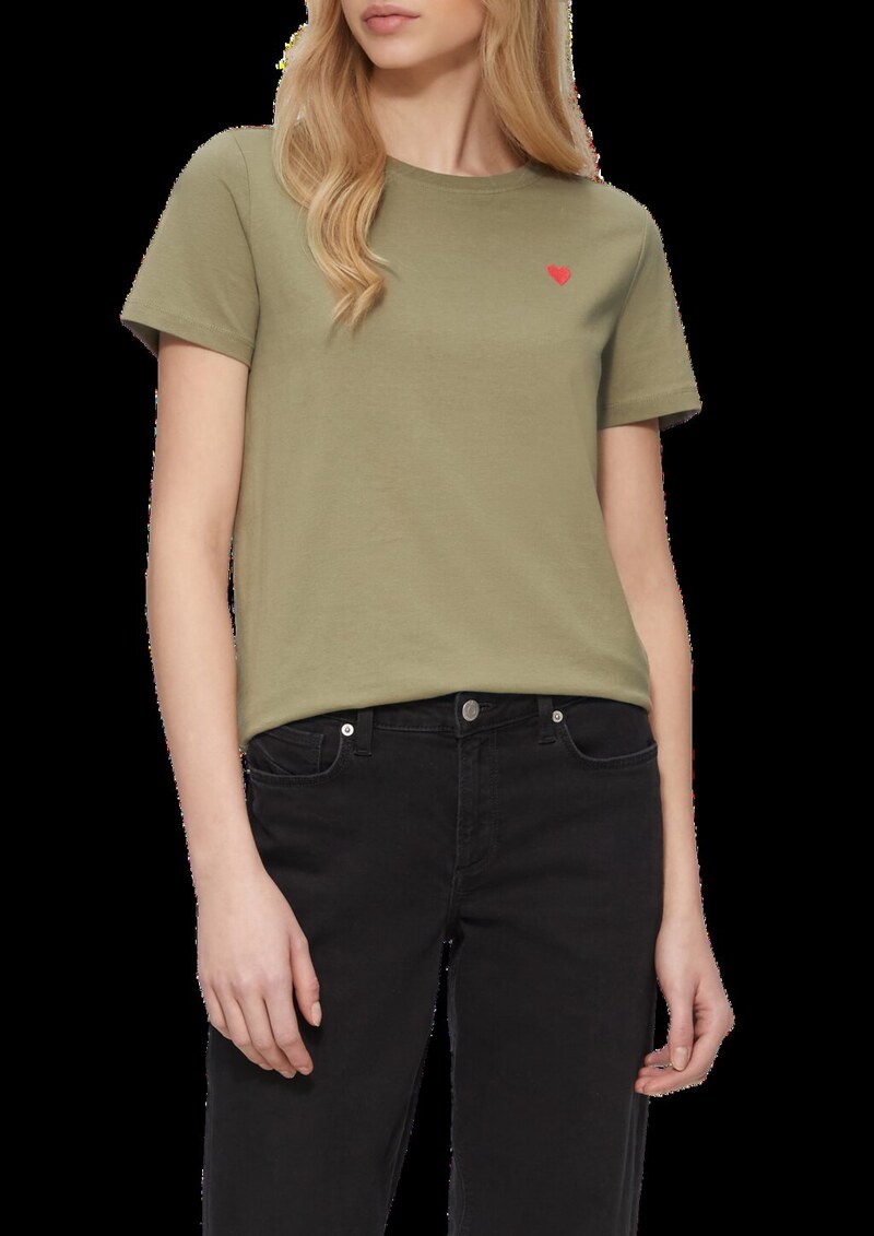 Jerseyshirt mit Herz-Stickerei