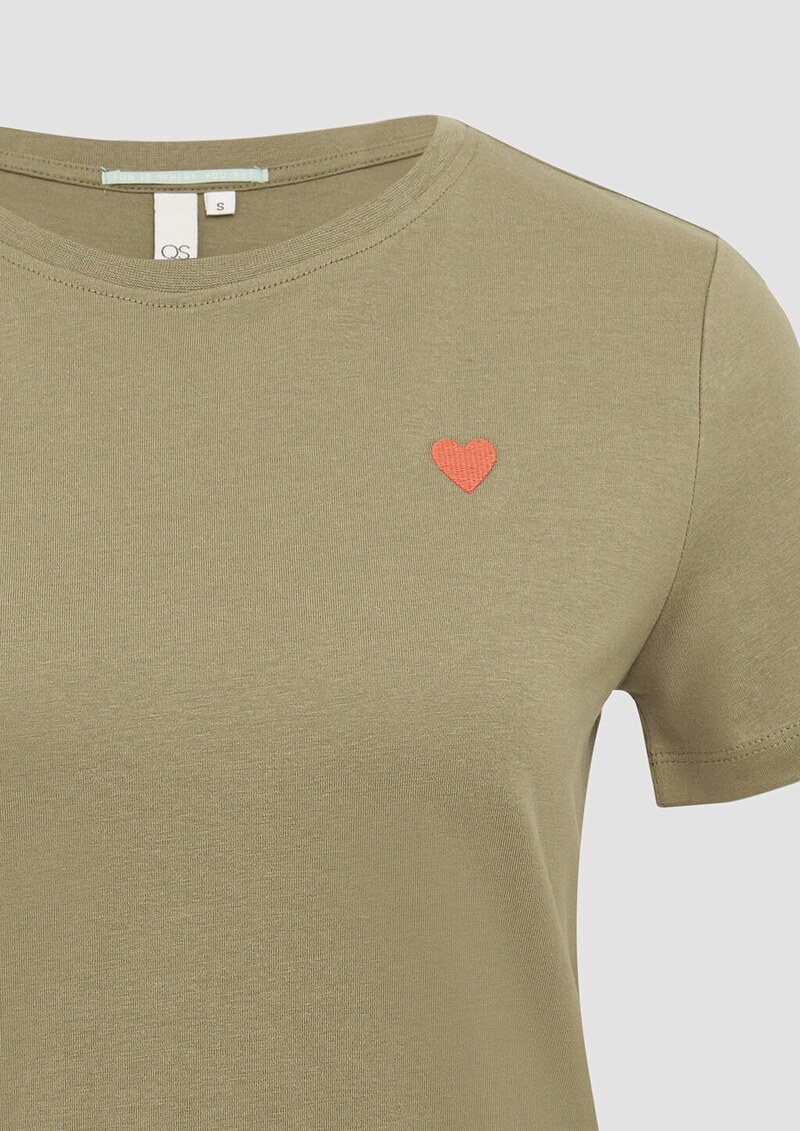 Jerseyshirt mit Herz-Stickerei