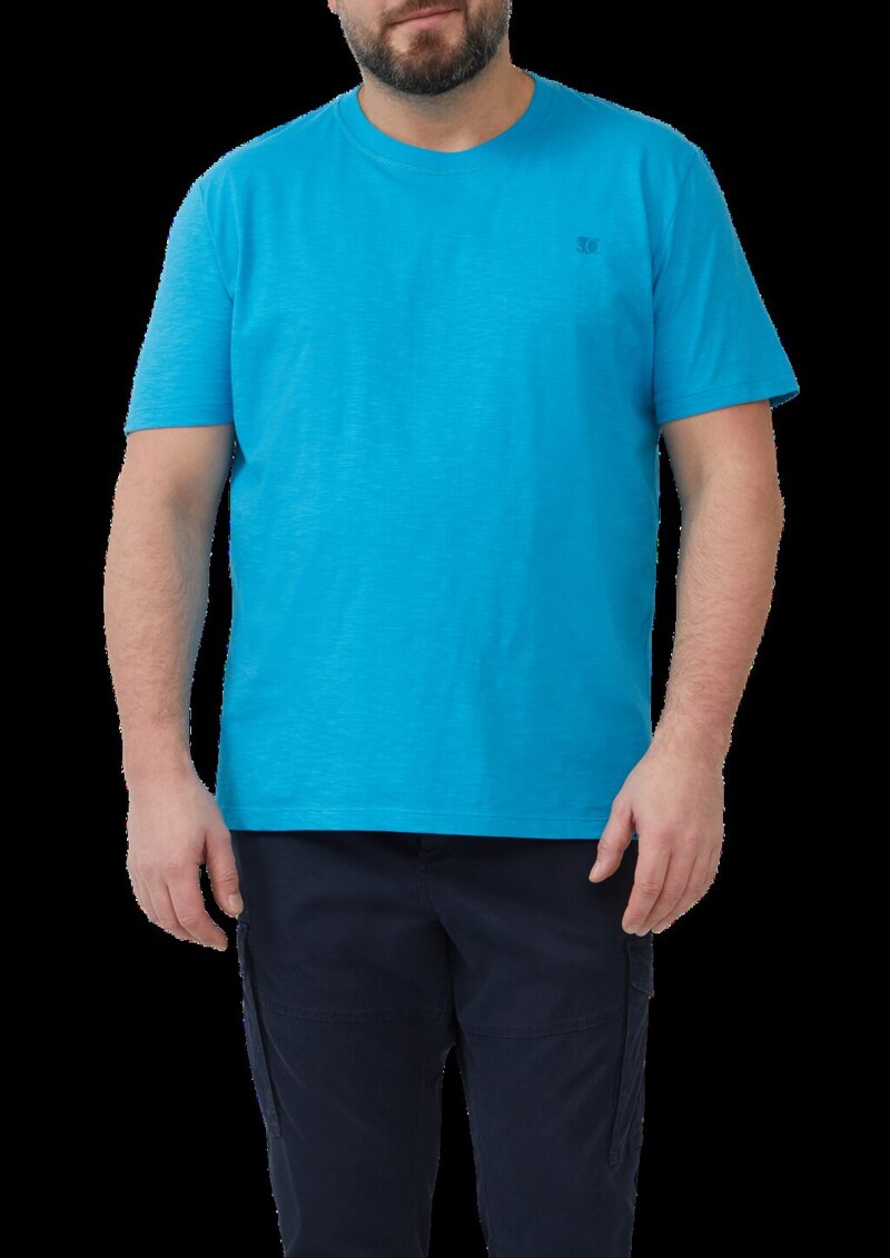 T-Shirt mit Flammgarnstruktur und Logo-Print