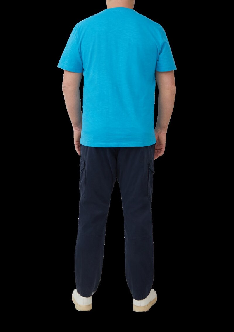 T-Shirt mit Flammgarnstruktur und Logo-Print