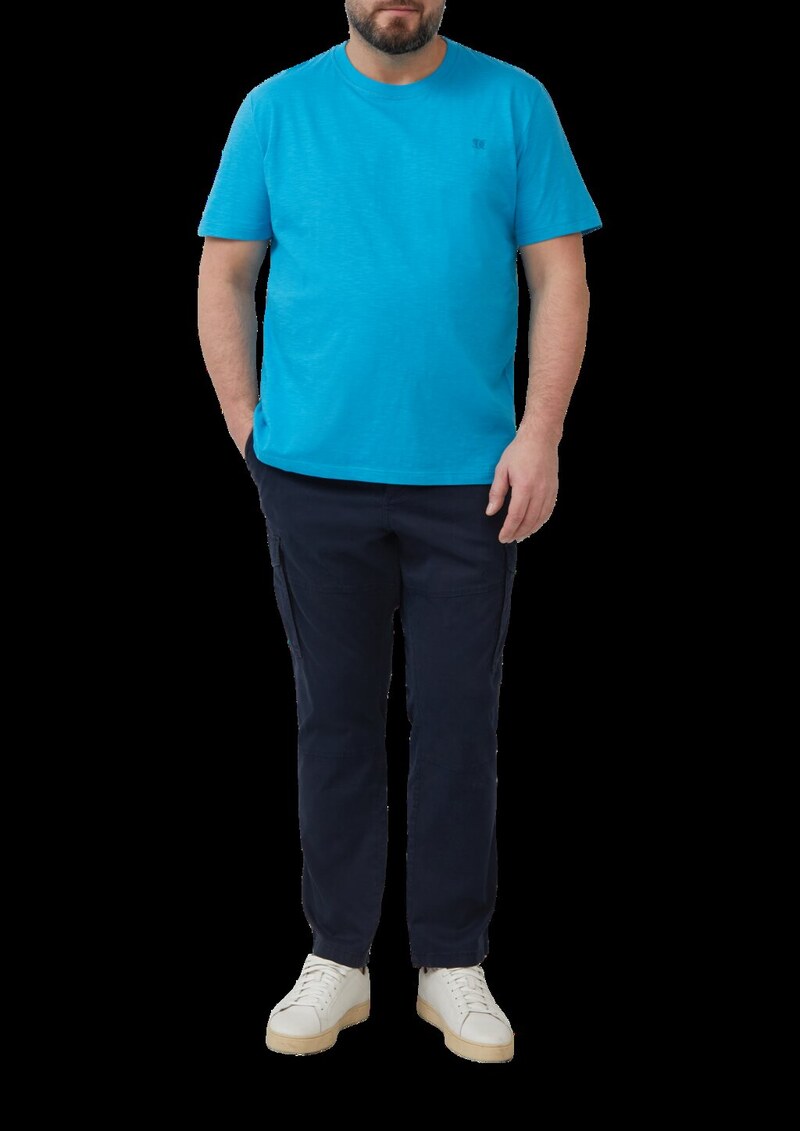 T-Shirt mit Flammgarnstruktur und Logo-Print