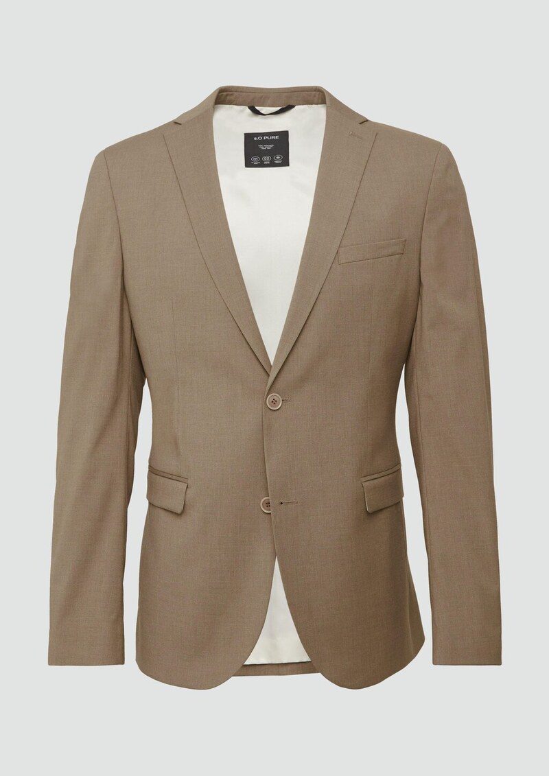 s.O PURE: Feines Sakko aus meliertem Stretch-Gewebe