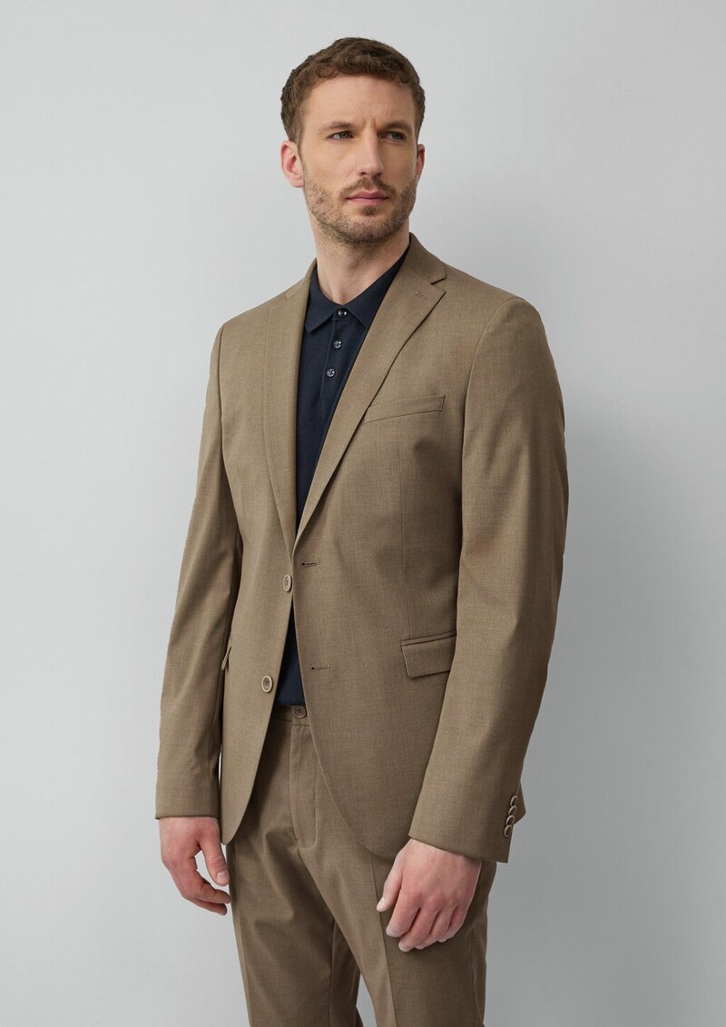 s.O PURE: Feines Sakko aus meliertem Stretch-Gewebe