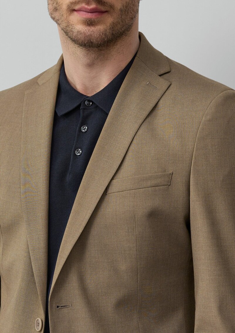 s.O PURE: Feines Sakko aus meliertem Stretch-Gewebe