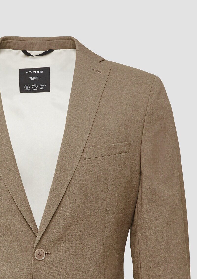 s.O PURE: Feines Sakko aus meliertem Stretch-Gewebe