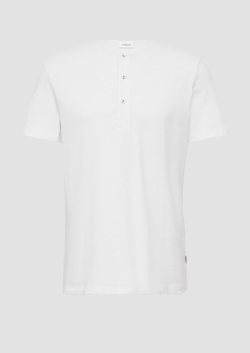 Henley-T-Shirt mit Flammgarnstruktur