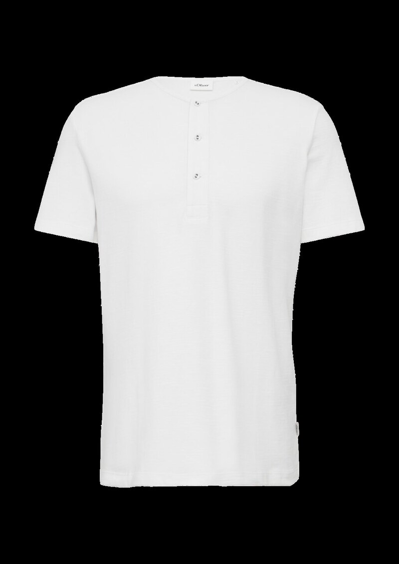 Henley-T-Shirt mit Flammgarnstruktur