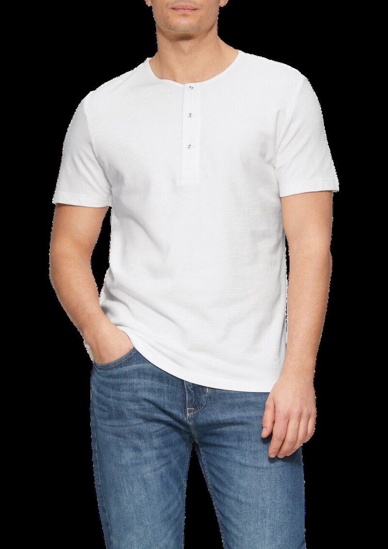 Henley-T-Shirt mit Flammgarnstruktur