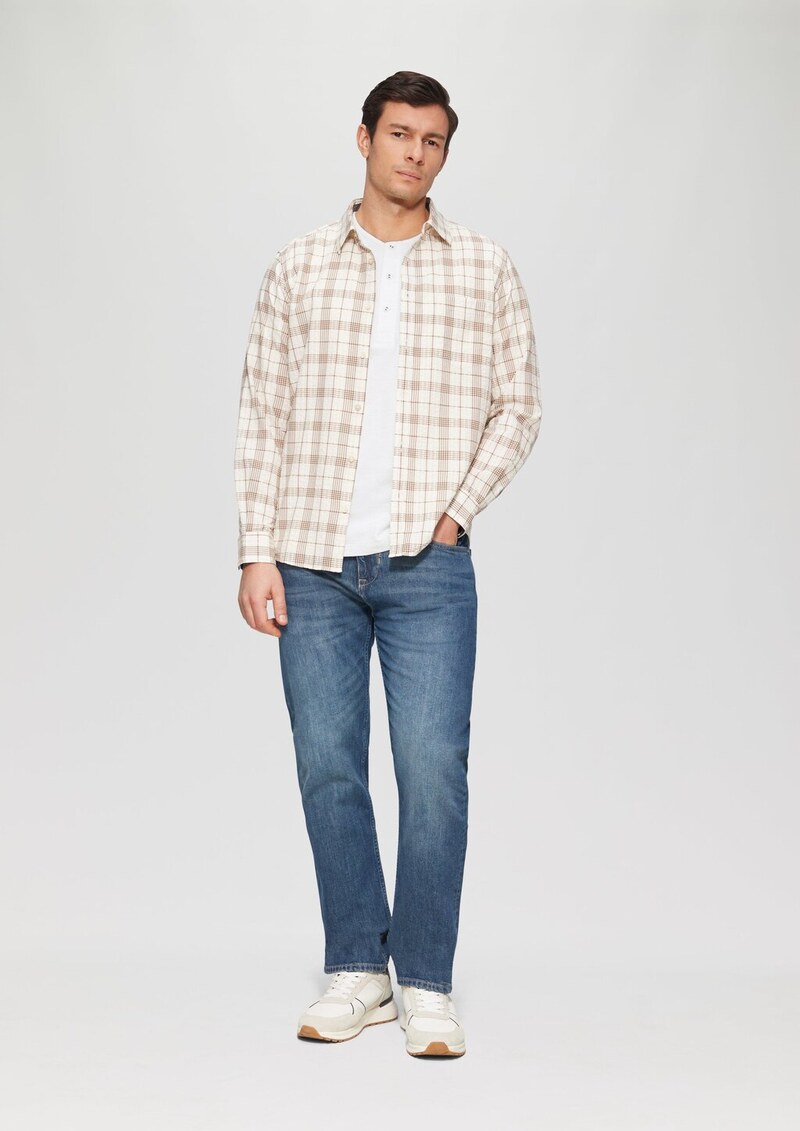 Henley-T-Shirt mit Flammgarnstruktur