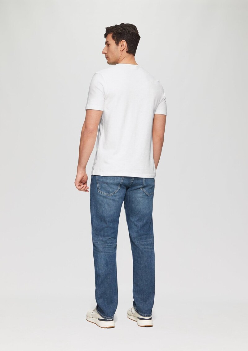 Henley-T-Shirt mit Flammgarnstruktur