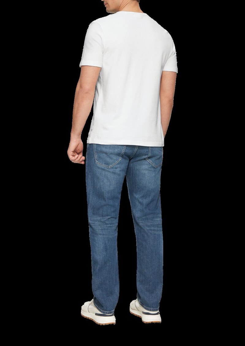 Henley-T-Shirt mit Flammgarnstruktur