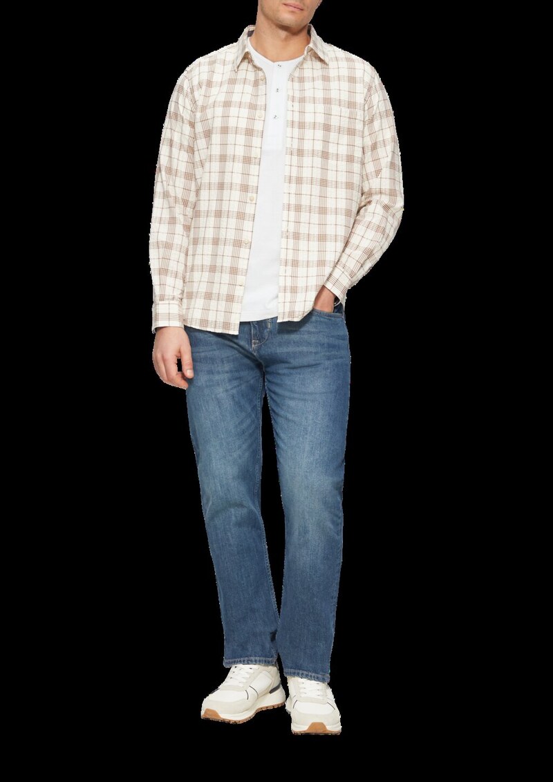 Henley-T-Shirt mit Flammgarnstruktur