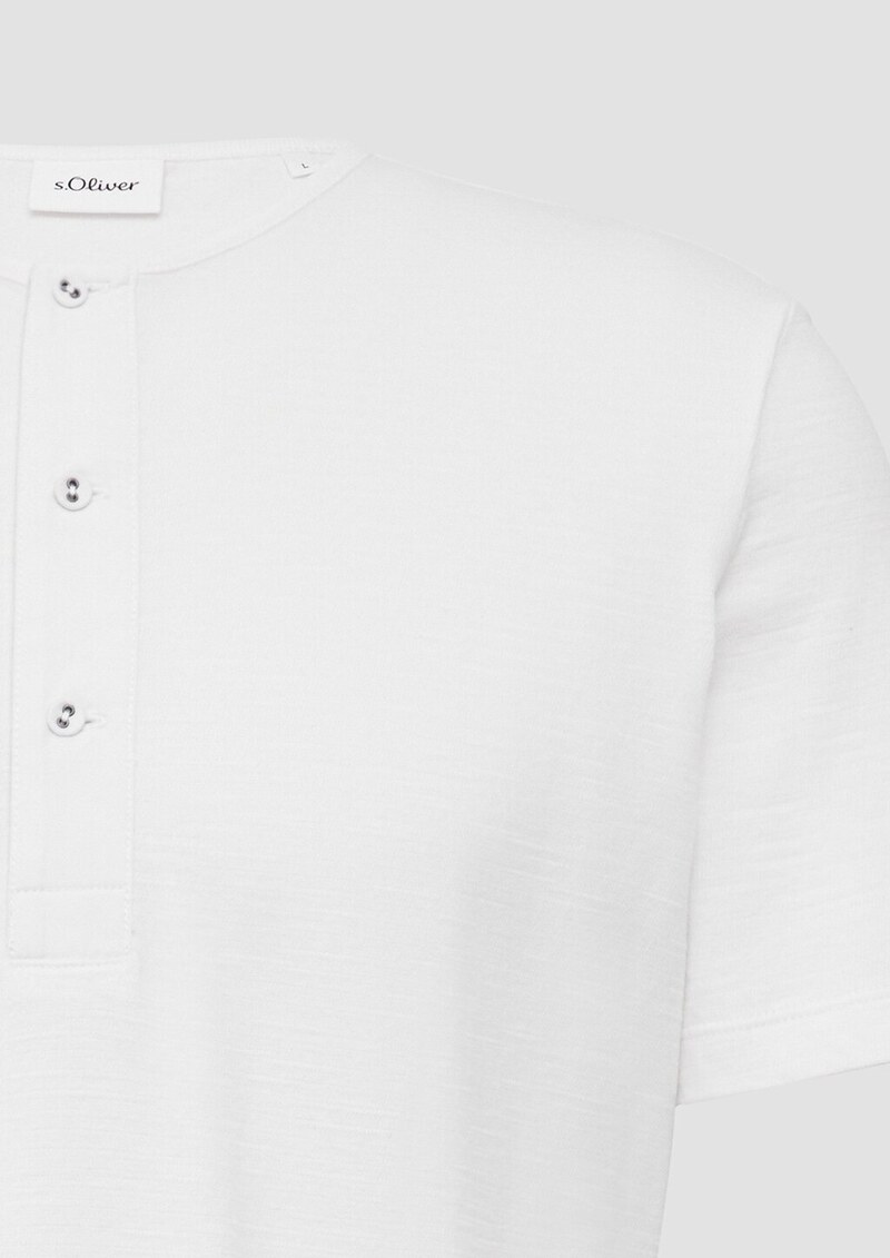 Henley-T-Shirt mit Flammgarnstruktur