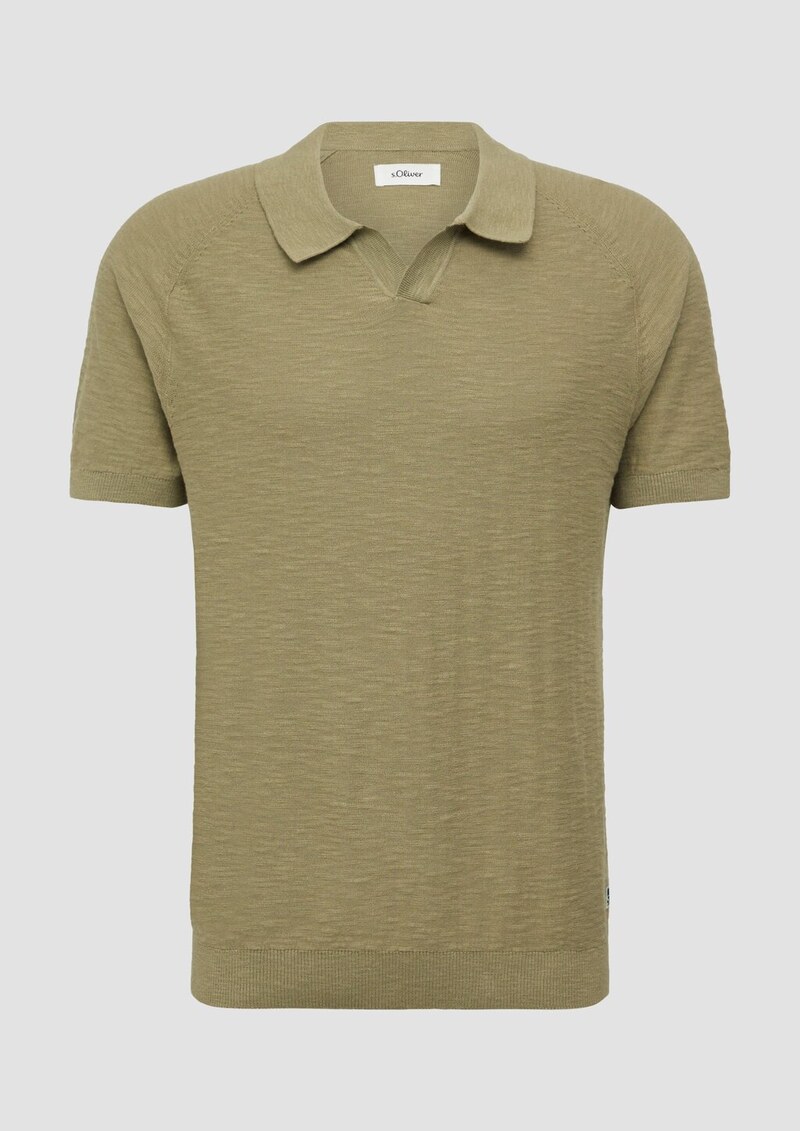 Gestricktes Poloshirt mit Flammgarnstruktur