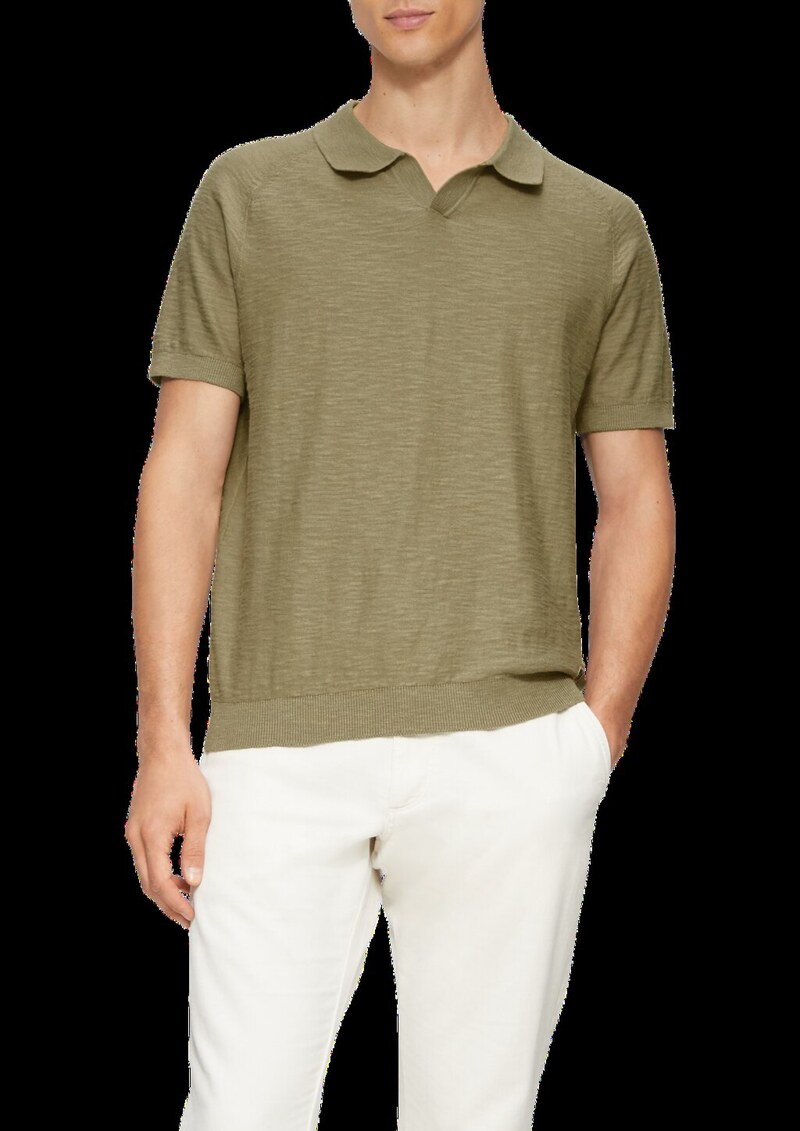 Gestricktes Poloshirt mit Flammgarnstruktur