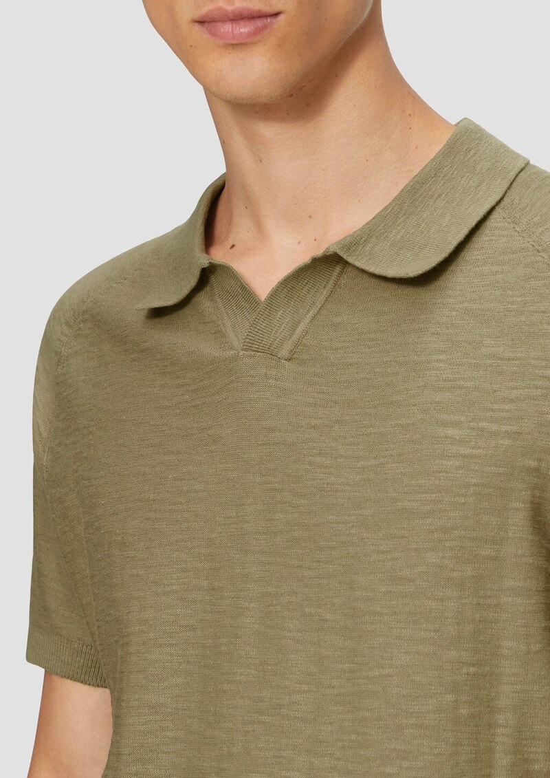 Gestricktes Poloshirt mit Flammgarnstruktur
